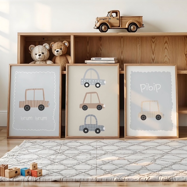 Dekorativni plakat Avtomobili za otroško sobo - Vanja in lev